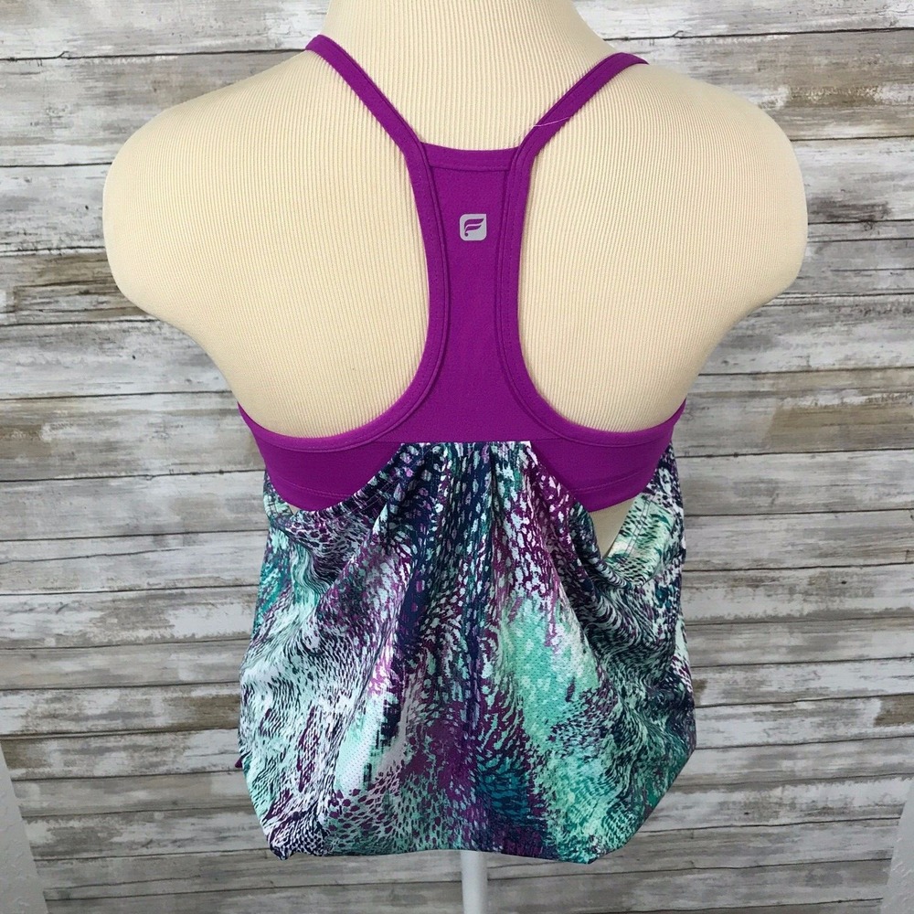 Fabletics Womens Purple Teal Snakeskin Print Built In Bra Tank Top Size S - Picture 4 of 7